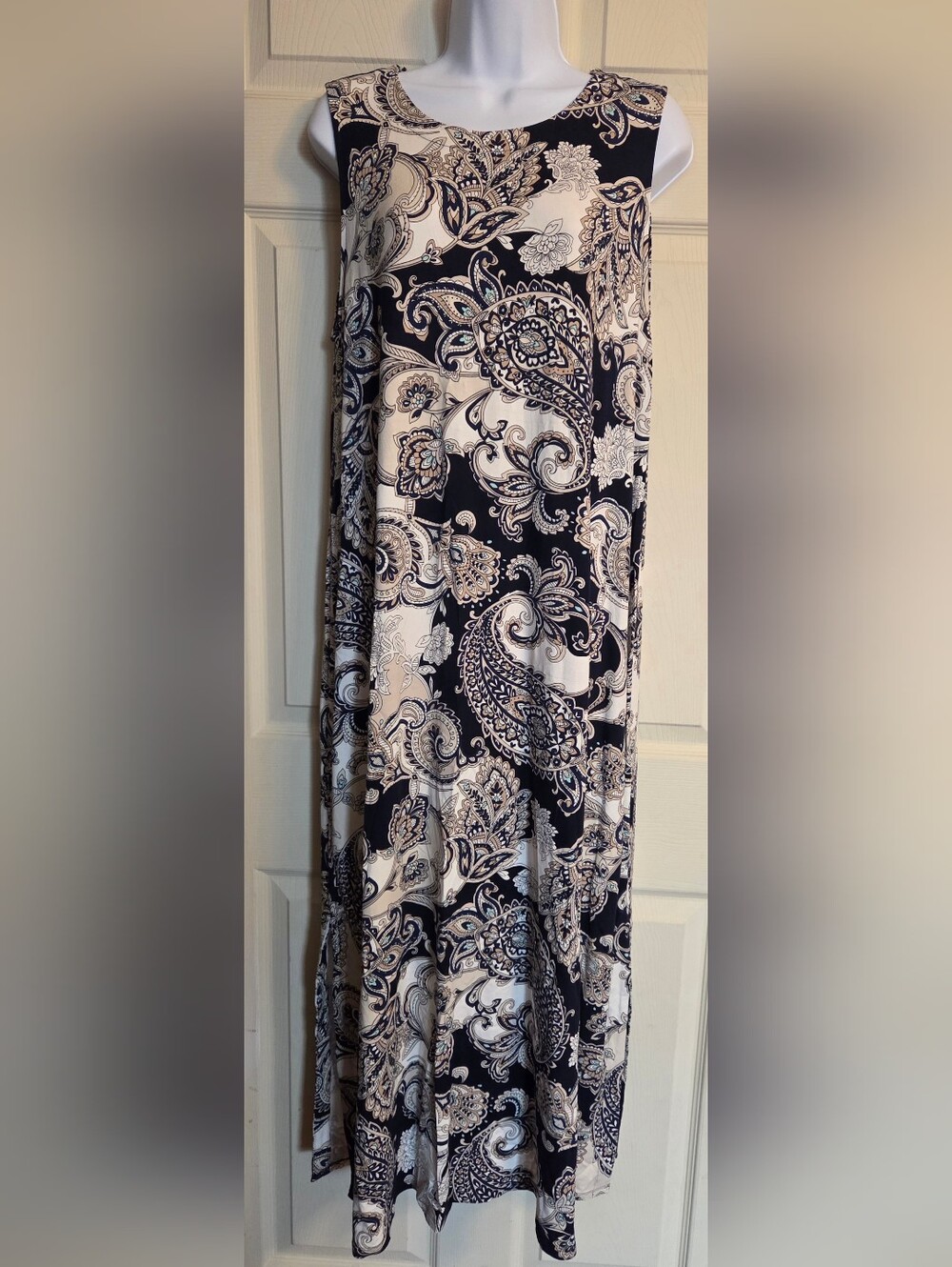 J.Jill Wearever Knit Paisley Sleeveless Maxi Dress Size XL